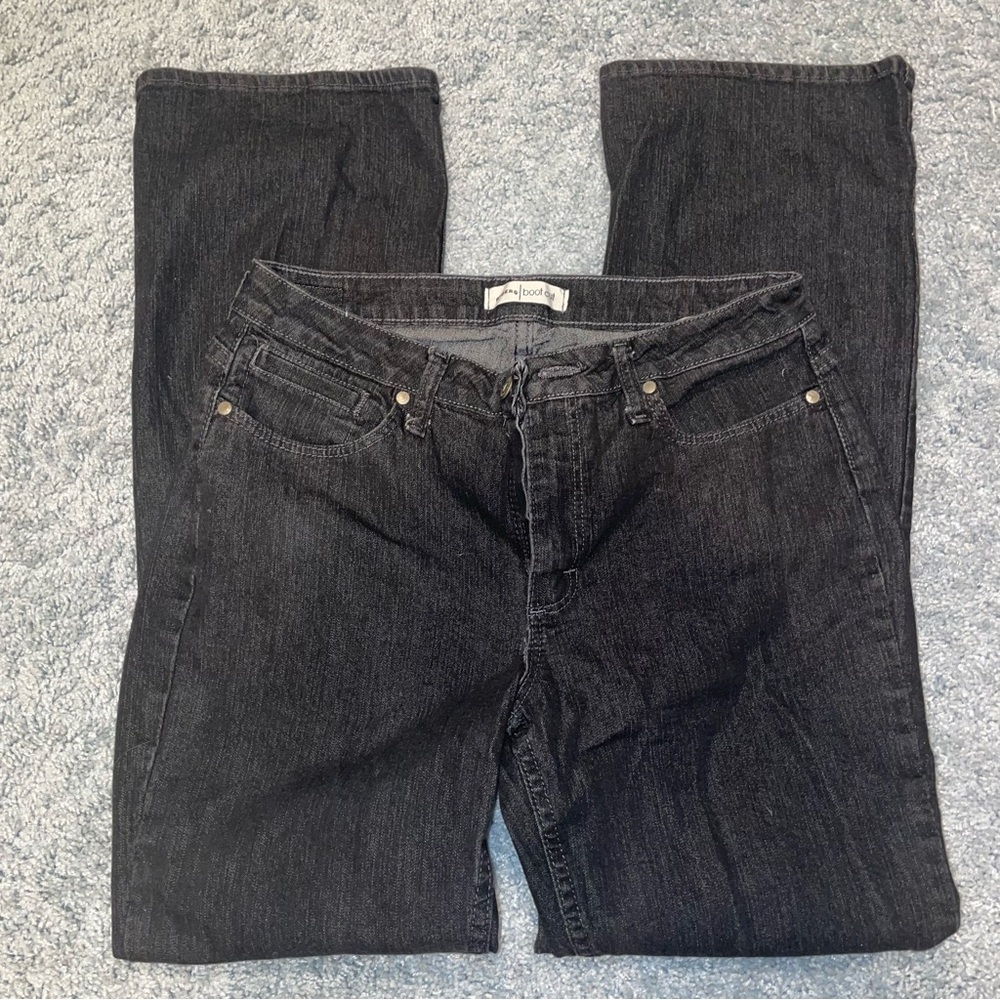 riders by lee subtle  flare faded black jeans